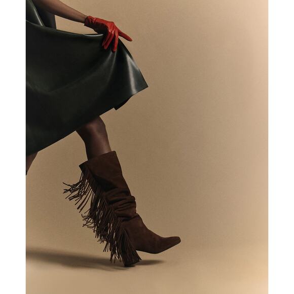 Pierre Hardy Texas Thigh High Fringe Boots in Chocolate Suede 38.5 - Picture 2 of 2